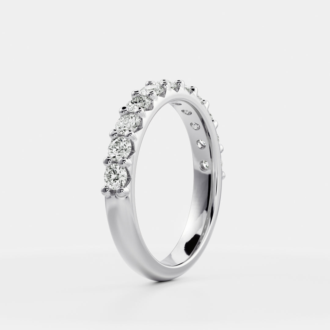 Half Eternity Pave Style- 0.80 CT Round Lab Grown Diamond Wedding BandHalf Eternity Pave Style- 0.80 CT Round Lab Grown Diamond Wedding Band - Detail view