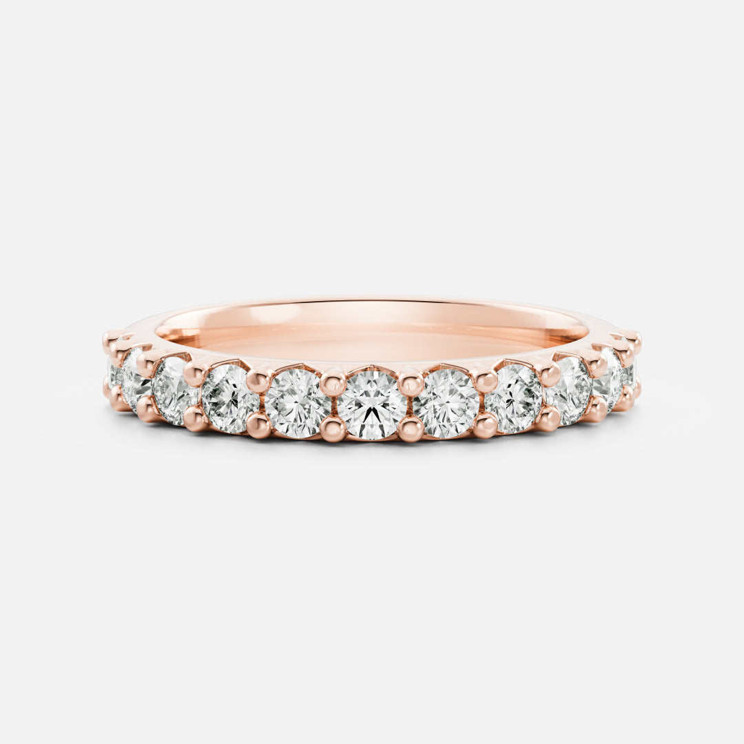 Half Eternity Pave Style- 0.80 CT Round Lab Grown Diamond Wedding BandHalf Eternity Pave Style- 0.80 CT Round Lab Grown Diamond Wedding Band - Front view