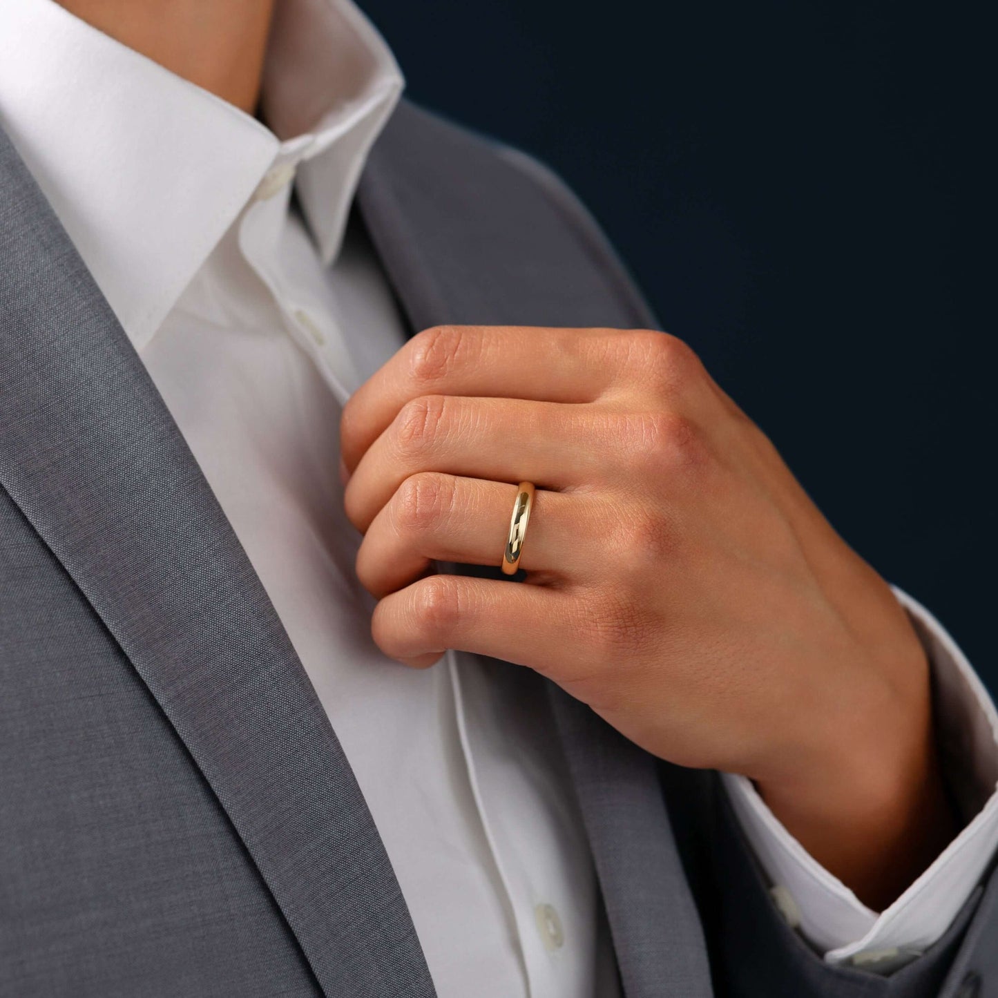 Half Round- Men's Wedding BandHalf Round- Men's Wedding Band - Side view