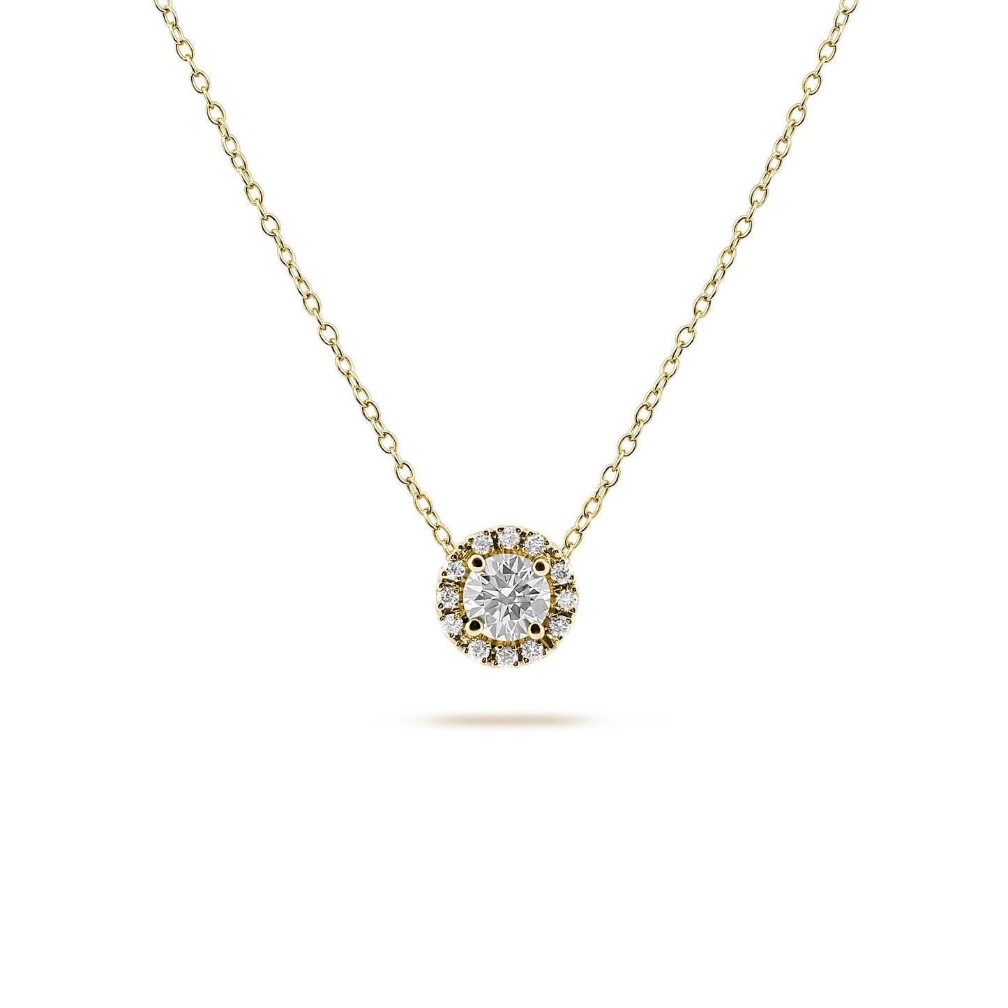 Halo- 0.5 CT Round Lab Grown Diamond NecklaceHalo- 0.5 CT Round Lab Grown Diamond Necklace - Front view