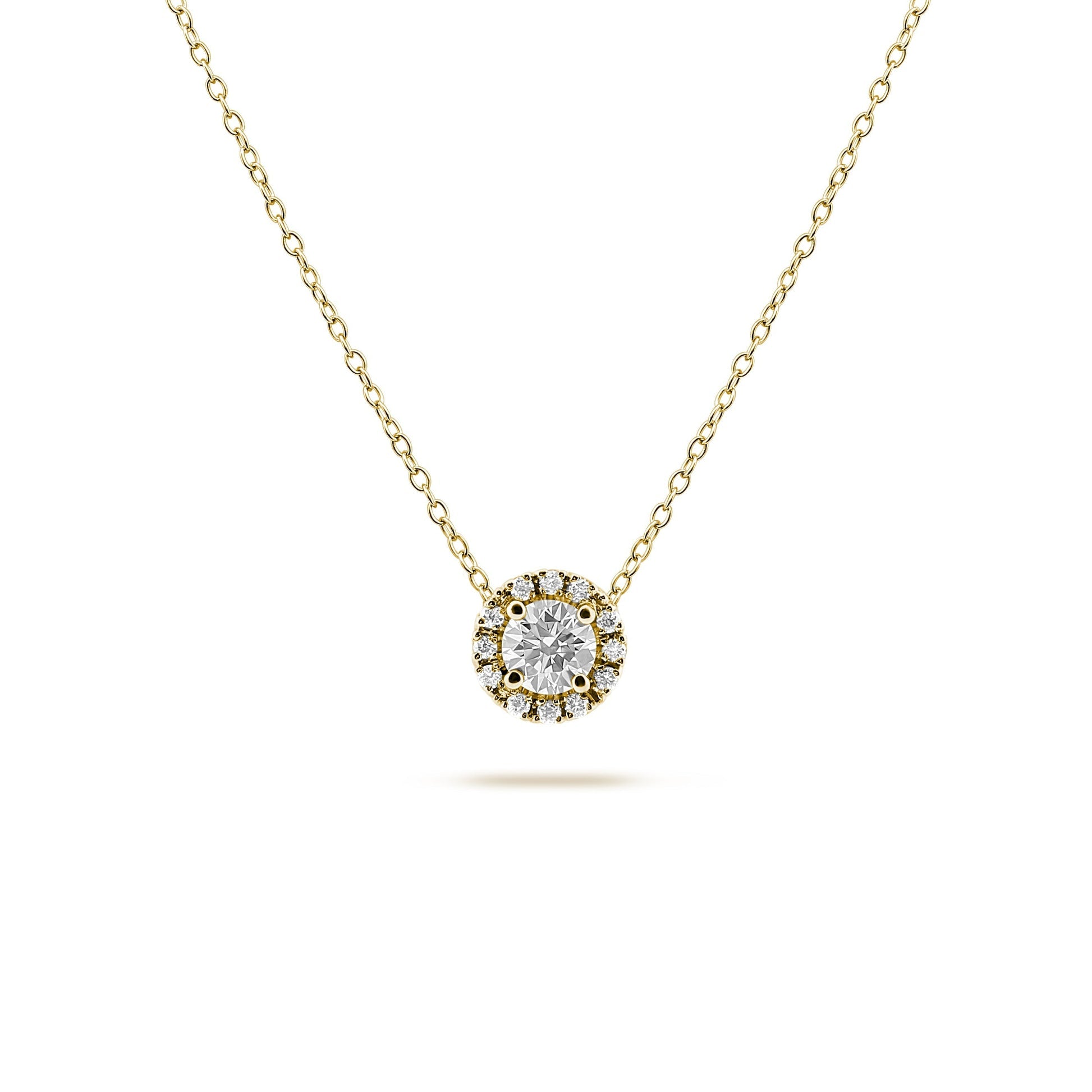 Halo- 0.5 CT Round Lab Grown Diamond NecklaceHalo- 0.5 CT Round Lab Grown Diamond Necklace - Front view
