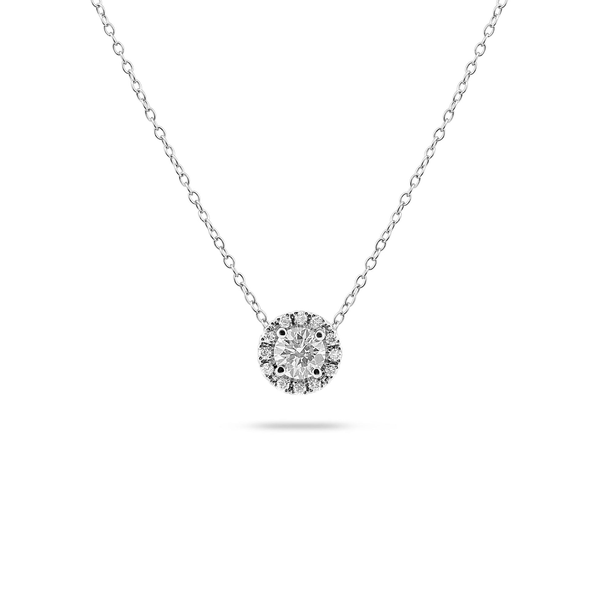 Halo- 0.5 CT Round Lab Grown Diamond NecklaceHalo- 0.5 CT Round Lab Grown Diamond Necklace - Detail view
