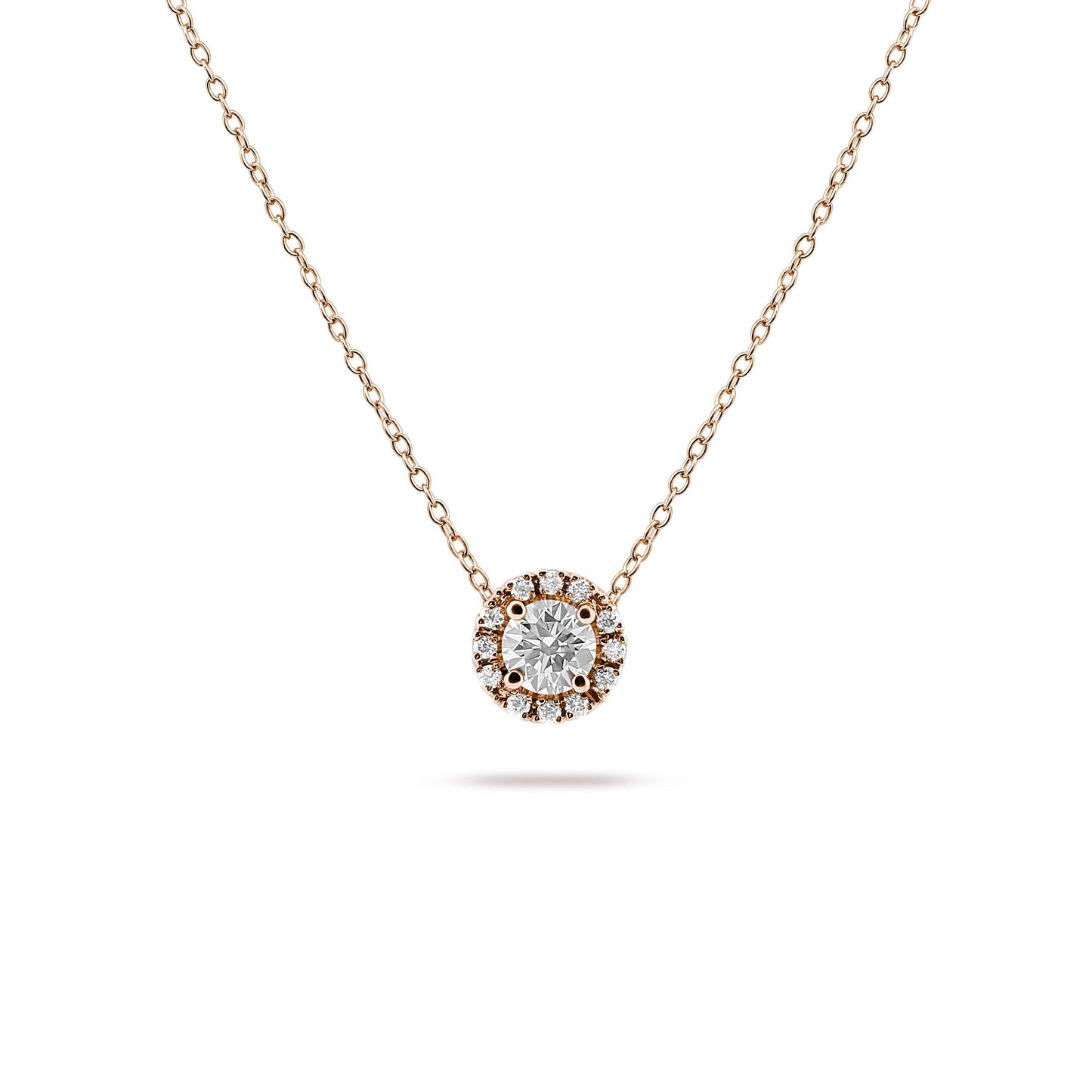 Halo- 0.5 CT Round Lab Grown Diamond NecklaceHalo- 0.5 CT Round Lab Grown Diamond Necklace - Front view