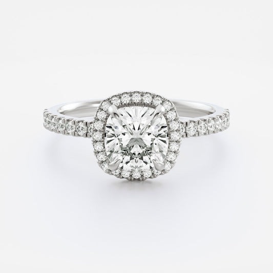 Halo- 1.5 CT Cushion Moissanite Engagement RingHalo- 1.5 CT Cushion Moissanite Engagement Ring - Front view