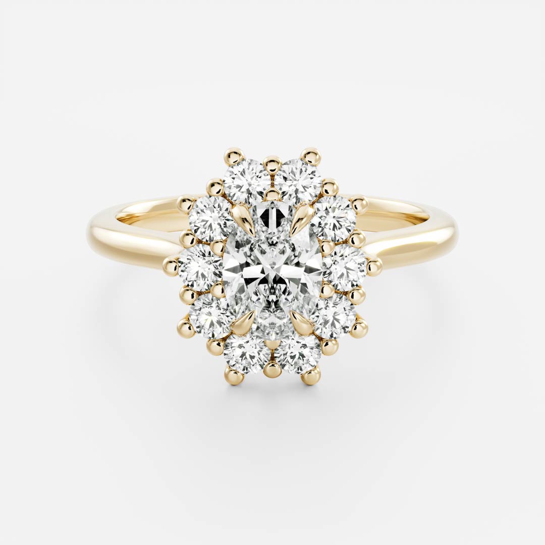 Halo- 1.55 CT Oval Moissanite Engagement RingHalo- 1.55 CT Oval Moissanite Engagement Ring - Front view