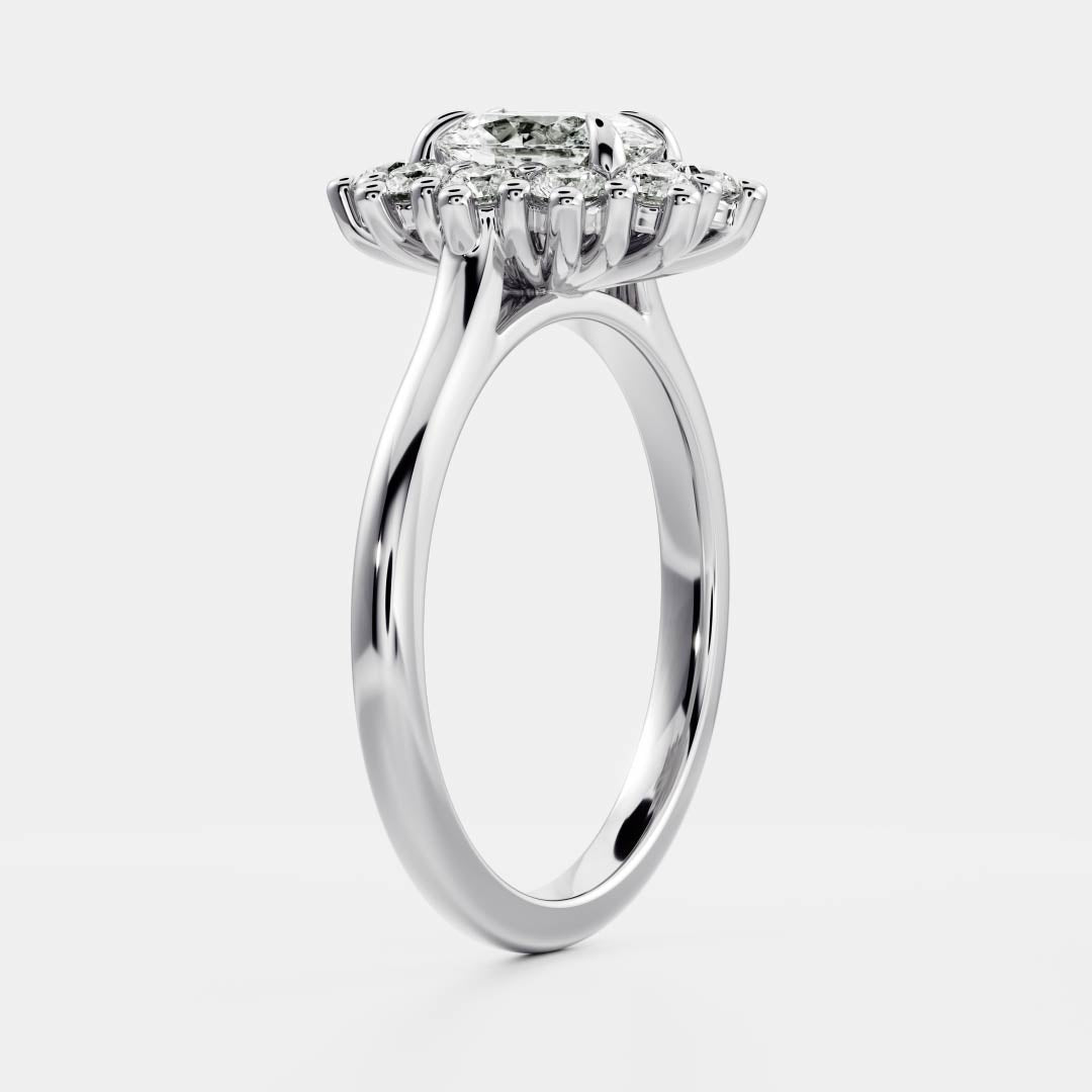 Halo- 1.55 CT Oval Moissanite Engagement RingHalo- 1.55 CT Oval Moissanite Engagement Ring - On model