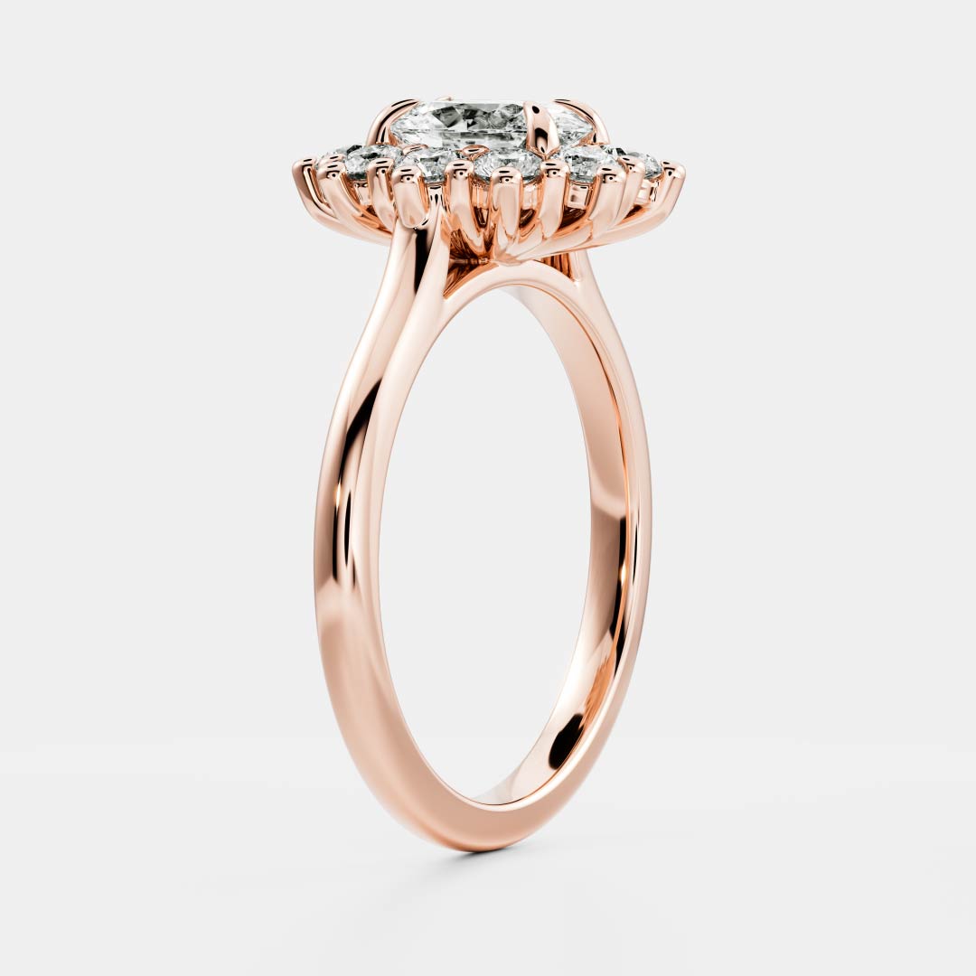 Halo- 1.55 CT Oval Moissanite Engagement RingHalo- 1.55 CT Oval Moissanite Engagement Ring - Front view