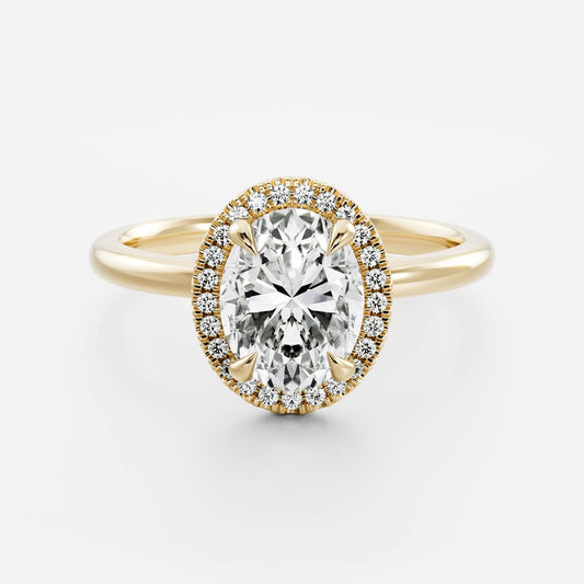 Halo- 1.7 CT Oval Moissanite Engagement RingHalo- 1.7 CT Oval Moissanite Engagement Ring - Front view