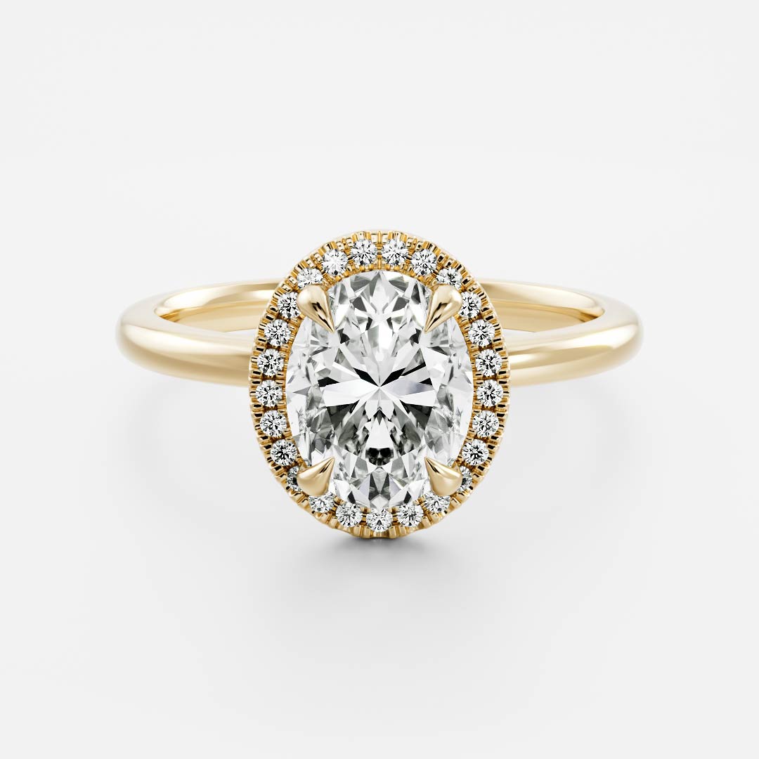 Halo- 1.7 CT Oval Moissanite Engagement RingHalo- 1.7 CT Oval Moissanite Engagement Ring - Front view