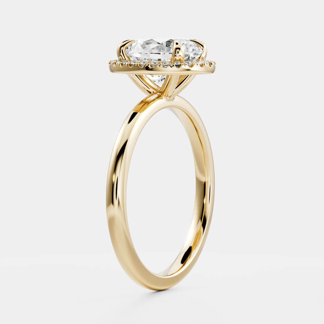 Halo- 1.7 CT Oval Moissanite Engagement RingHalo- 1.7 CT Oval Moissanite Engagement Ring - Front view