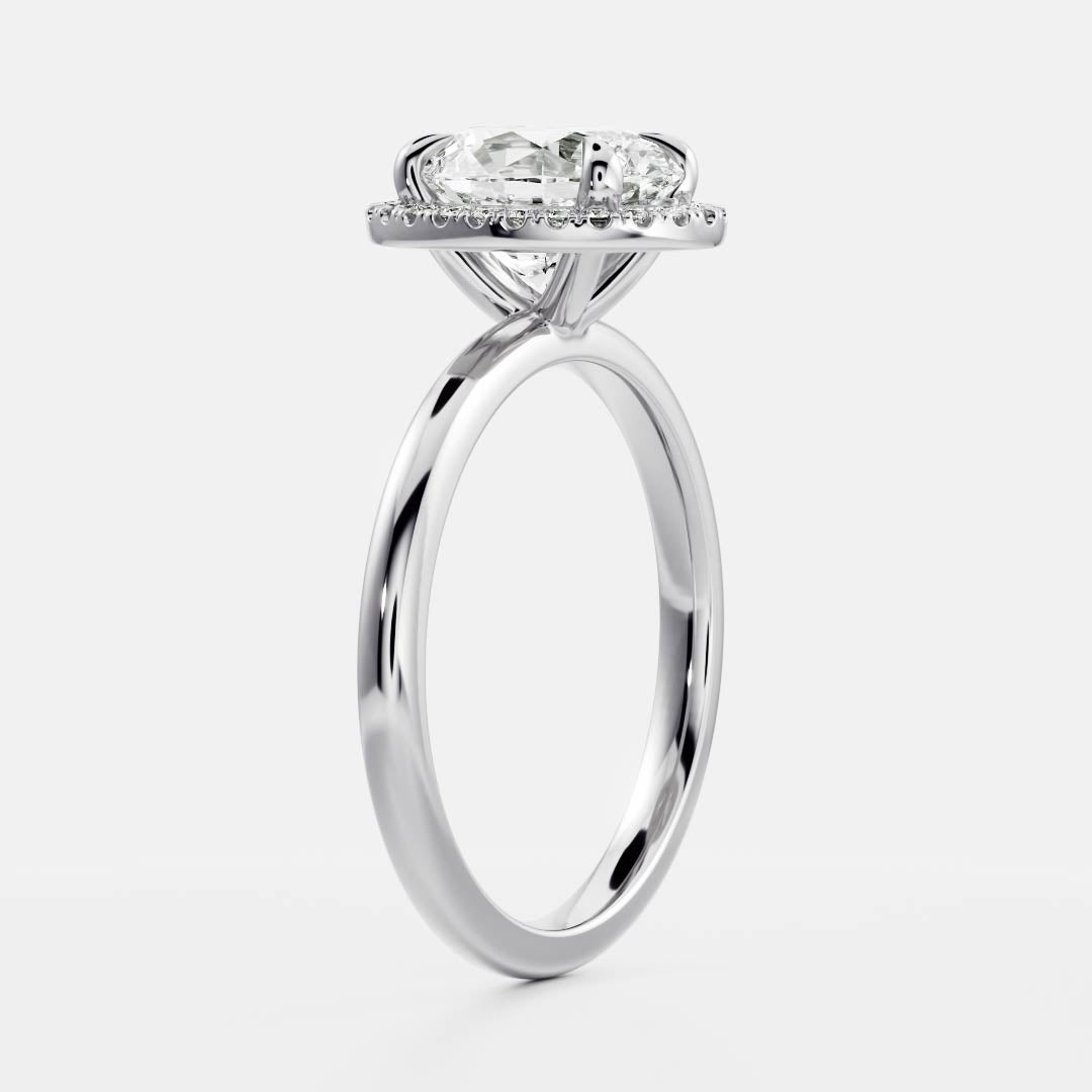 Halo- 1.7 CT Oval Moissanite Engagement RingHalo- 1.7 CT Oval Moissanite Engagement Ring - On model