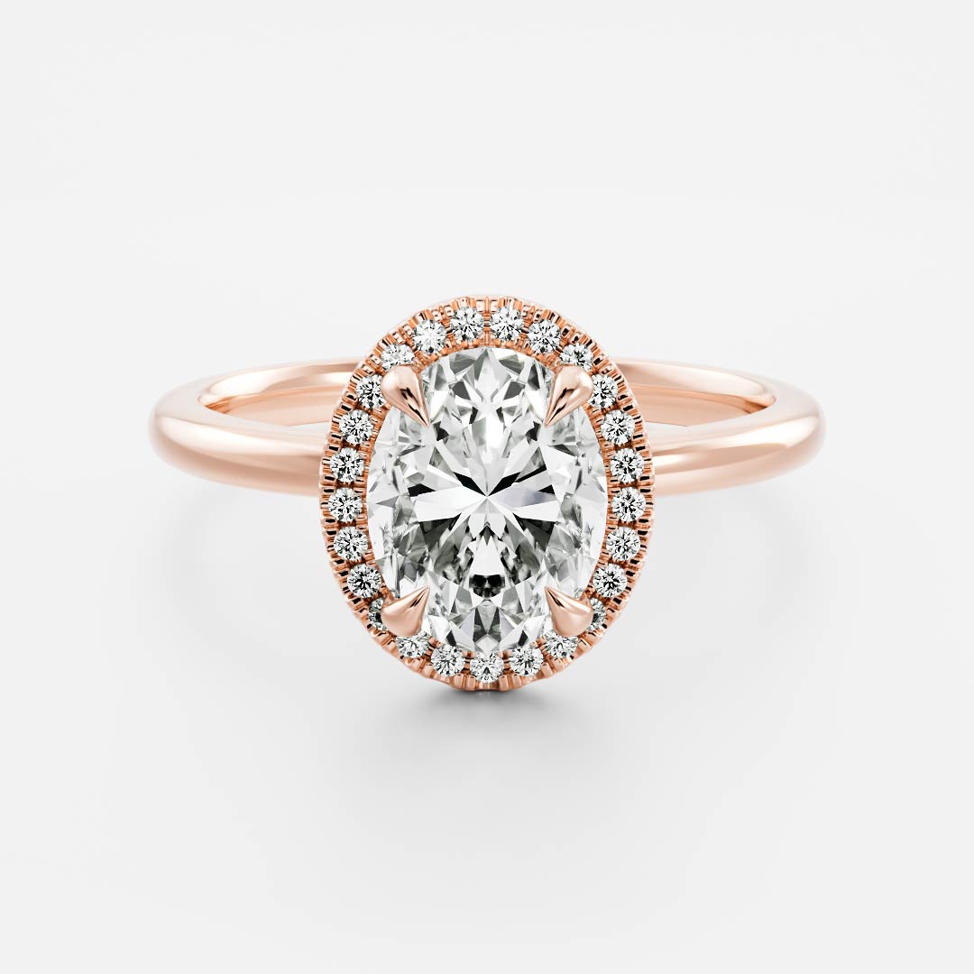 Halo- 1.7 CT Oval Moissanite Engagement RingHalo- 1.7 CT Oval Moissanite Engagement Ring - Front view