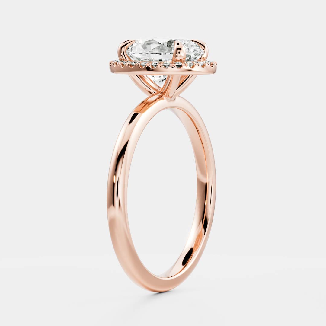 Halo- 1.7 CT Oval Moissanite Engagement RingHalo- 1.7 CT Oval Moissanite Engagement Ring - Side view