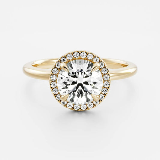 Halo- 1.8 CT Round Moissanite Engagement RingHalo- 1.8 CT Round Moissanite Engagement Ring - Front view