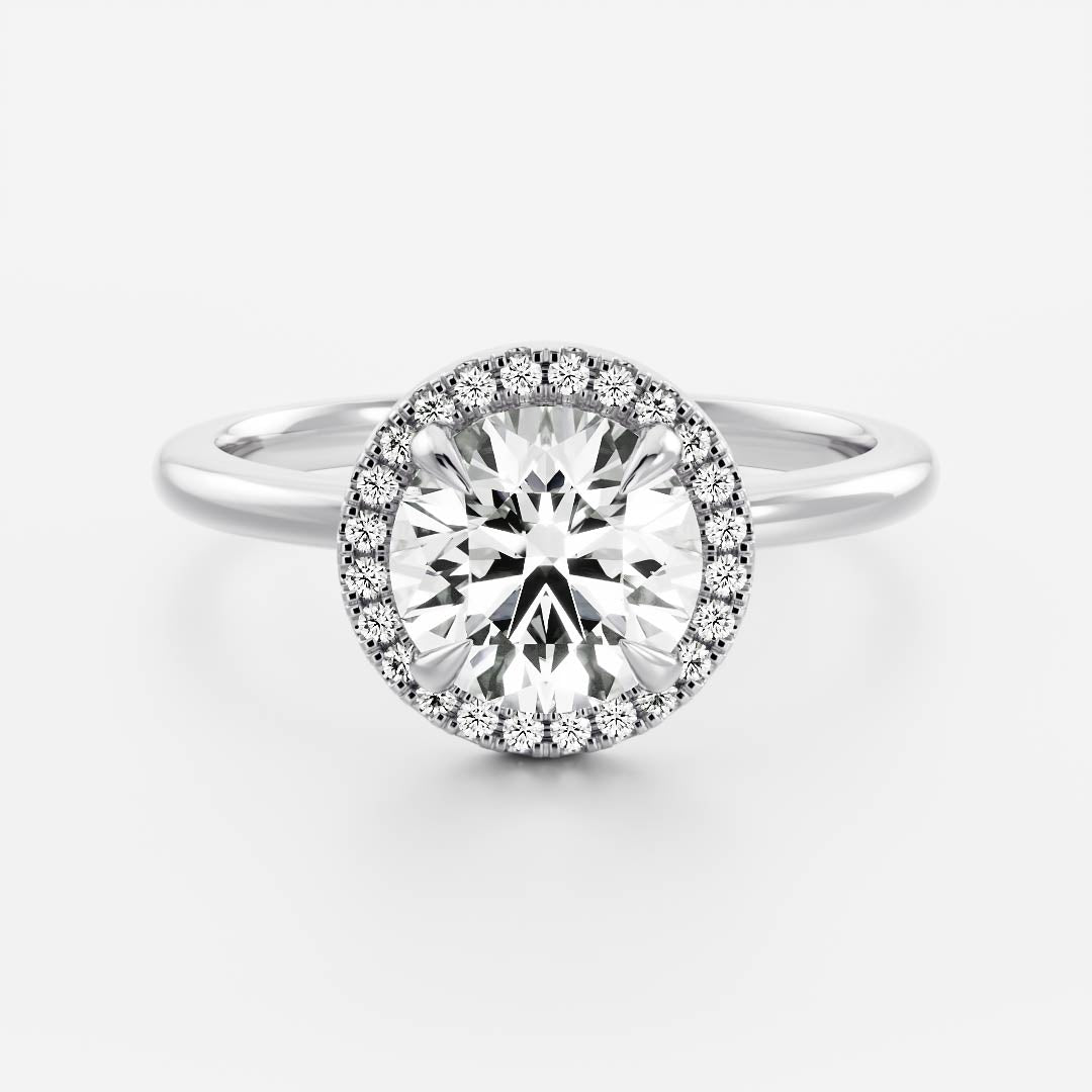 Halo- 1.8 CT Round Moissanite Engagement RingHalo- 1.8 CT Round Moissanite Engagement Ring - Side view