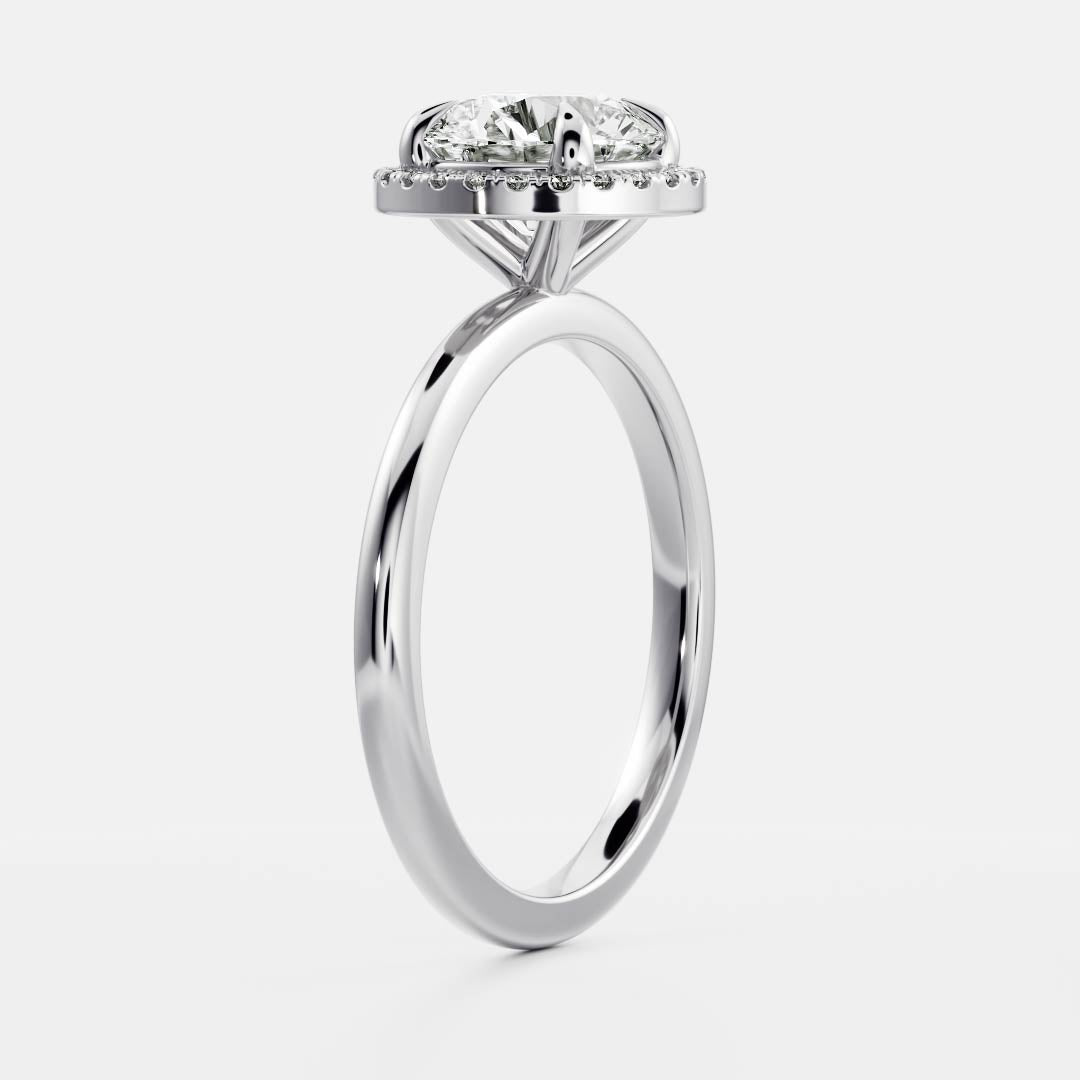 Halo- 1.8 CT Round Moissanite Engagement RingHalo- 1.8 CT Round Moissanite Engagement Ring - Back view