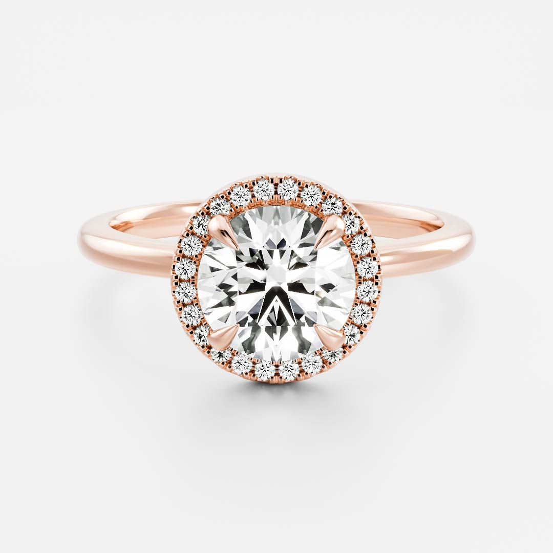 Halo- 1.8 CT Round Moissanite Engagement RingHalo- 1.8 CT Round Moissanite Engagement Ring - Detail view