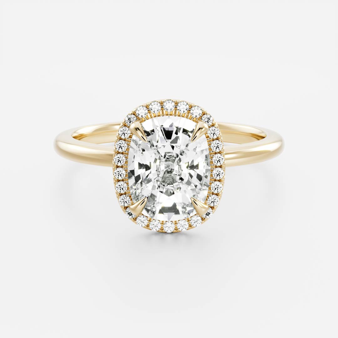 Halo-2.0 CT Elongated Cushion Moissanite Engagement RingHalo-2.0 CT Elongated Cushion Moissanite Engagement Ring - Front view