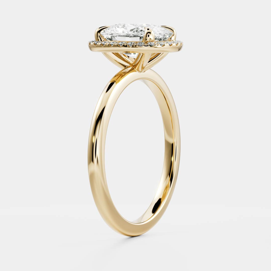 Halo-2.0 CT Elongated Cushion Moissanite Engagement RingHalo-2.0 CT Elongated Cushion Moissanite Engagement Ring - Front view