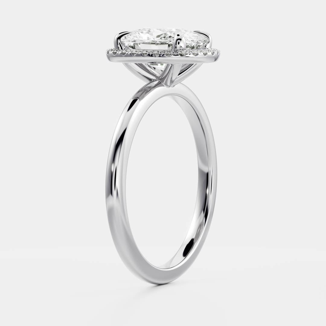 Halo-2.0 CT Elongated Cushion Moissanite Engagement RingHalo-2.0 CT Elongated Cushion Moissanite Engagement Ring - Back view
