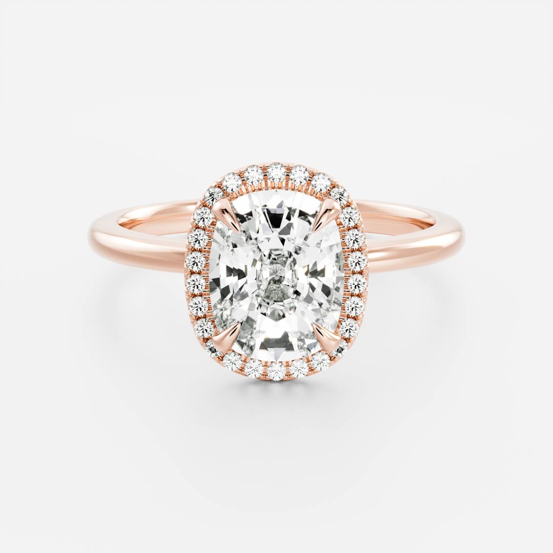 Halo-2.0 CT Elongated Cushion Moissanite Engagement RingHalo-2.0 CT Elongated Cushion Moissanite Engagement Ring - Detail view
