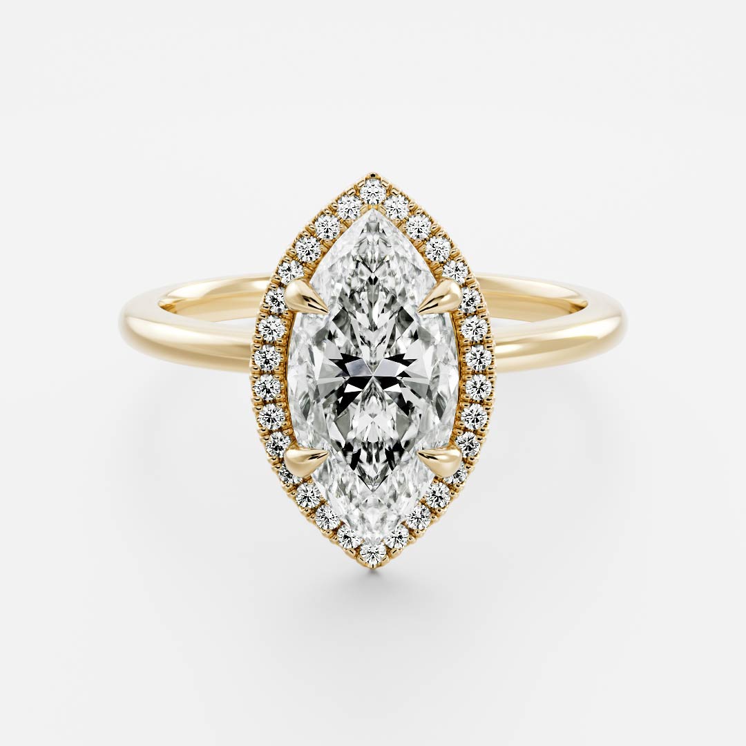 Halo- 2.0 CT Marquise Moissanite Engagement RingHalo- 2.0 CT Marquise Moissanite Engagement Ring - Front view