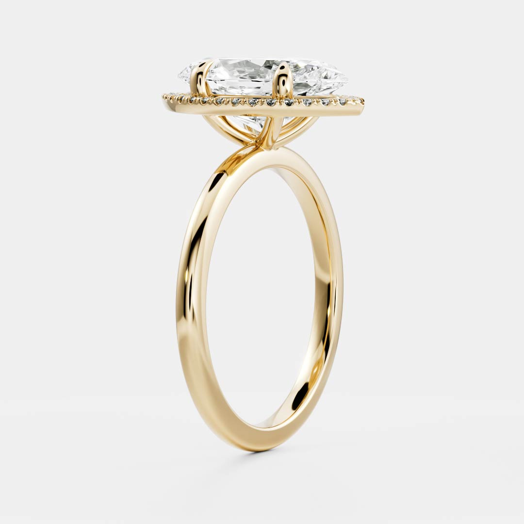 Halo- 2.0 CT Marquise Moissanite Engagement RingHalo- 2.0 CT Marquise Moissanite Engagement Ring - Front view