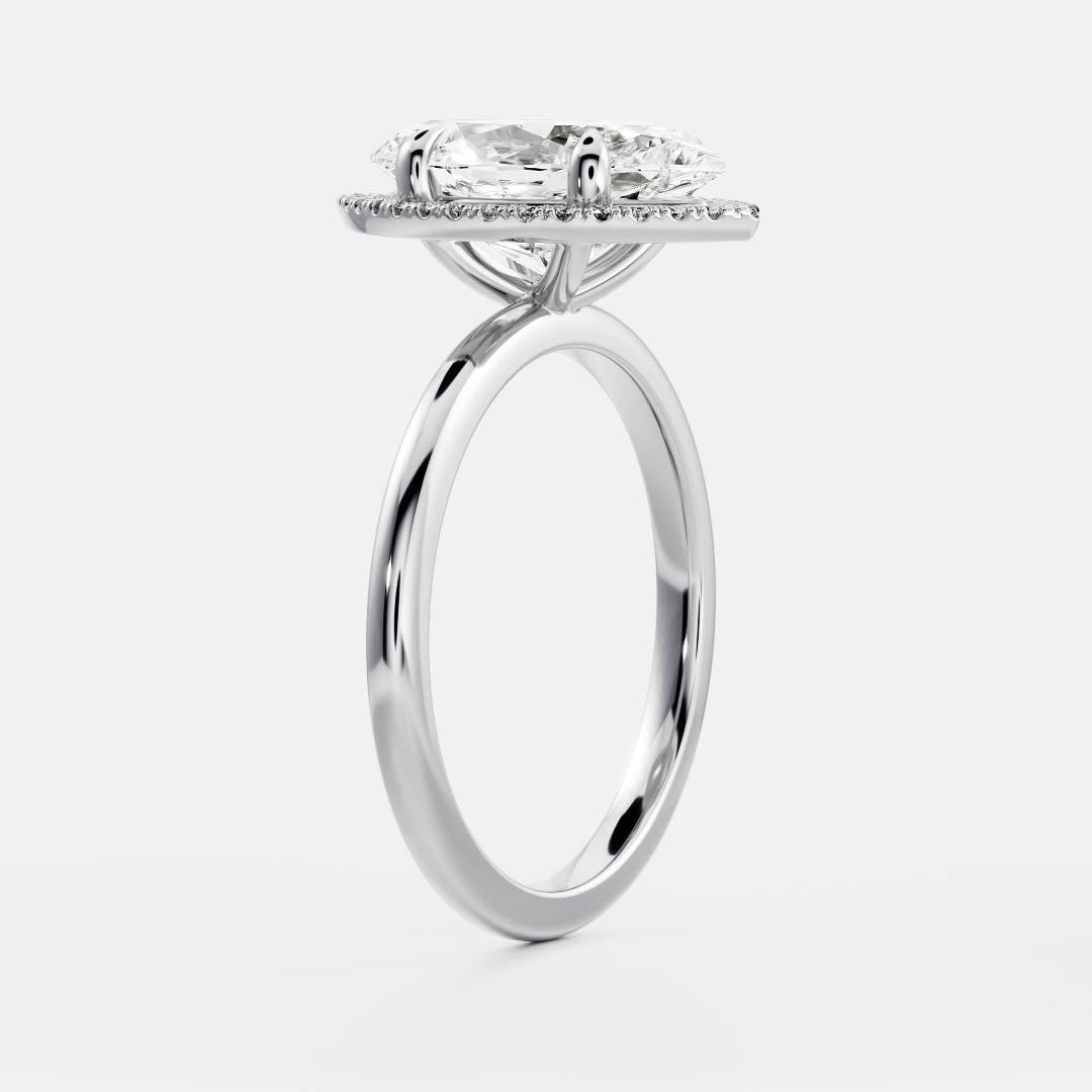 Halo- 2.0 CT Marquise Moissanite Engagement RingHalo- 2.0 CT Marquise Moissanite Engagement Ring - Back view
