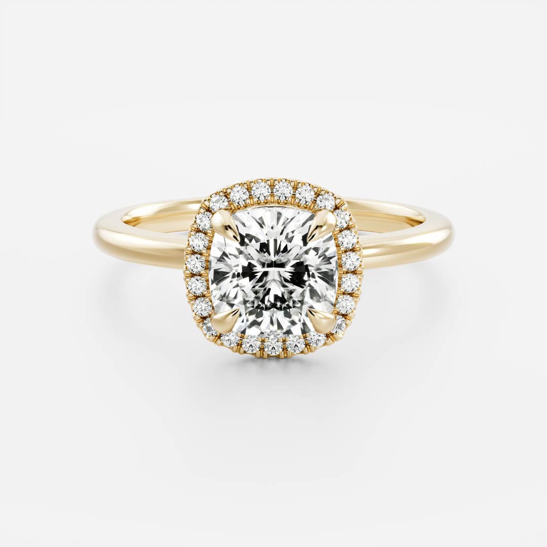 Halo- 2.1 CT Cushion Moissanite Engagement RingHalo- 2.1 CT Cushion Moissanite Engagement Ring - Front view