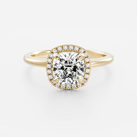Halo- 2.1 CT Cushion Moissanite Engagement RingHalo- 2.1 CT Cushion Moissanite Engagement Ring - Front view