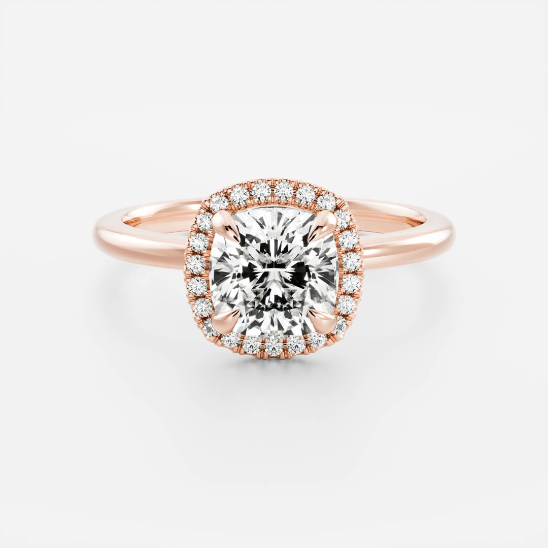 Halo- 2.1 CT Cushion Moissanite Engagement RingHalo- 2.1 CT Cushion Moissanite Engagement Ring - Detail view