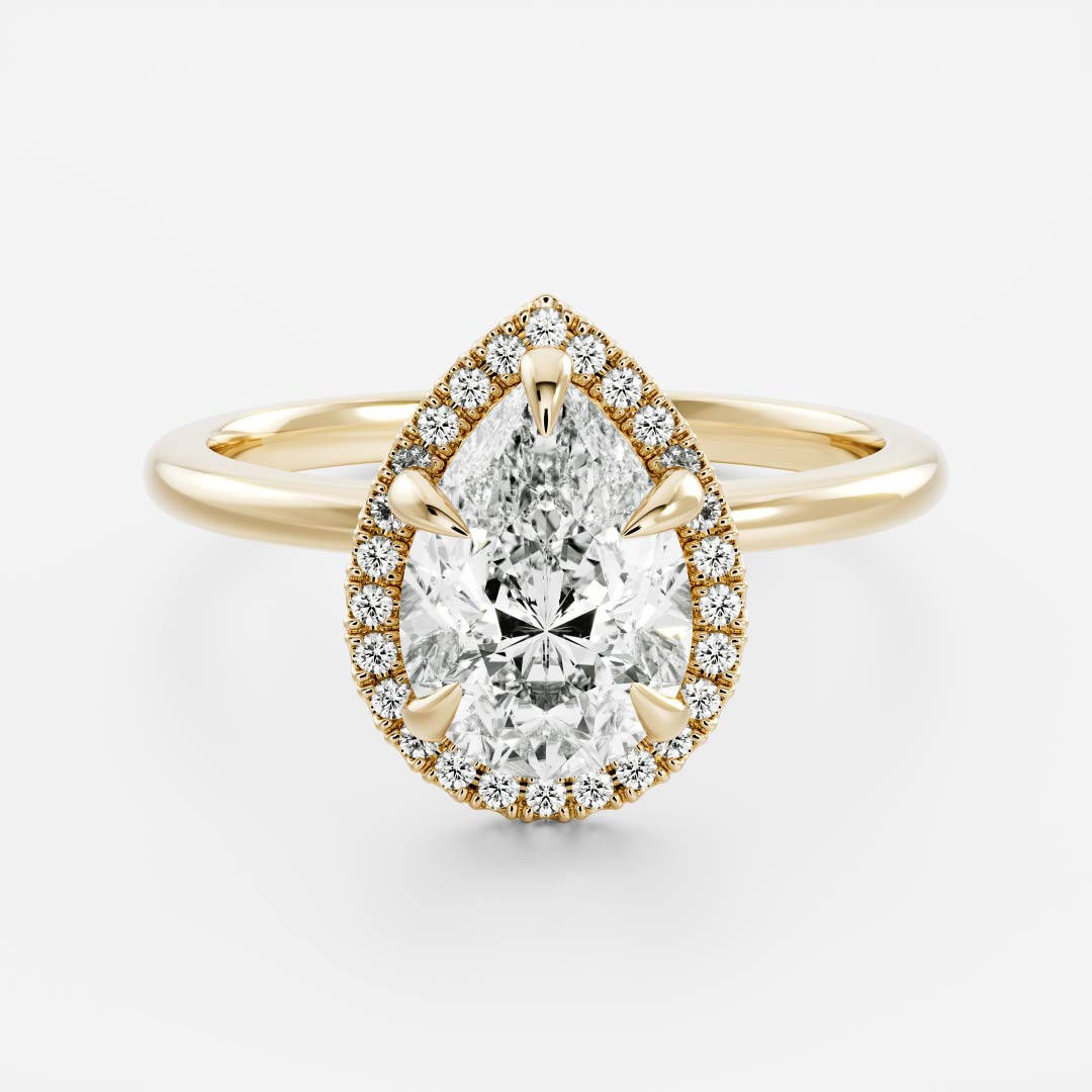 Halo-2.15 CT Pear Moissanite Engagement RingHalo-2.15 CT Pear Moissanite Engagement Ring - Front view