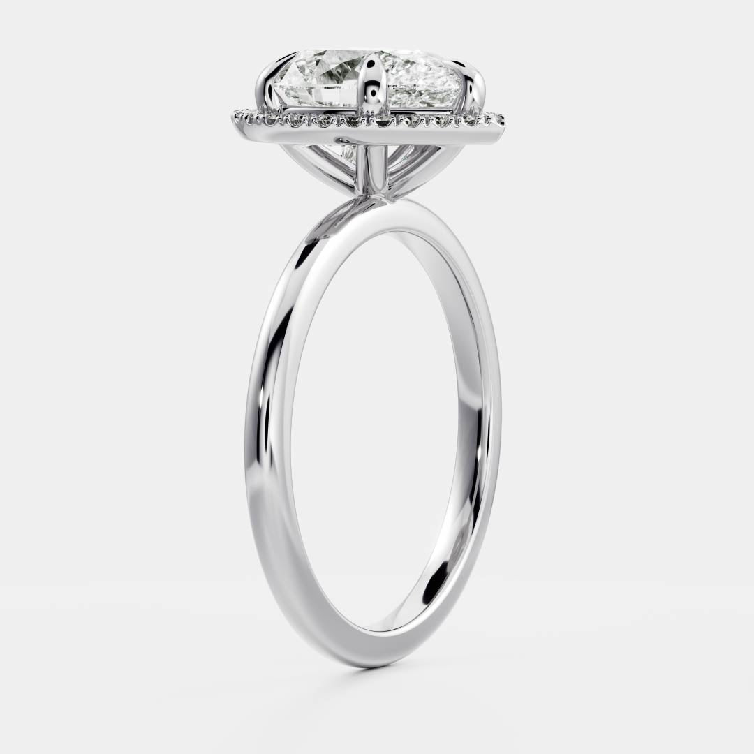 Halo-2.15 CT Pear Moissanite Engagement RingHalo-2.15 CT Pear Moissanite Engagement Ring - Back view