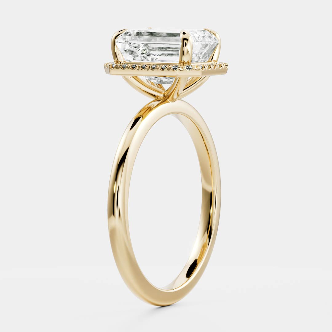 Halo- 2.2 CT Emerald Moissanite Engagement RingHalo- 2.2 CT Emerald Moissanite Engagement Ring - Front view