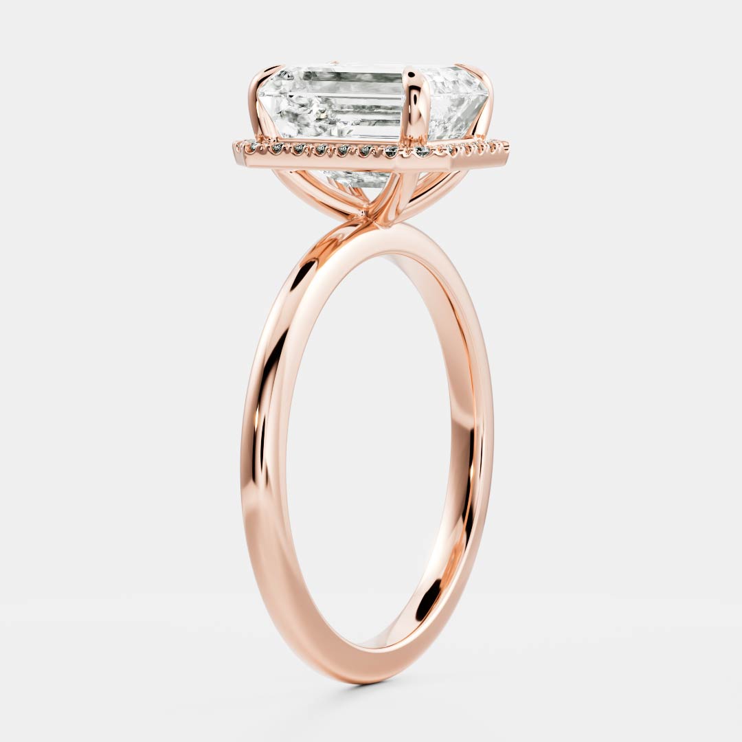 Halo- 2.2 CT Emerald Moissanite Engagement RingHalo- 2.2 CT Emerald Moissanite Engagement Ring - On model