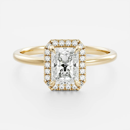 Halo- 2.7 CT Radiant Moissanite Engagement RingHalo- 2.7 CT Radiant Moissanite Engagement Ring - Front view