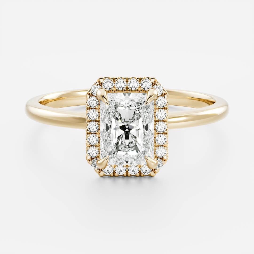 Halo- 2.7 CT Radiant Moissanite Engagement RingHalo- 2.7 CT Radiant Moissanite Engagement Ring - Front view