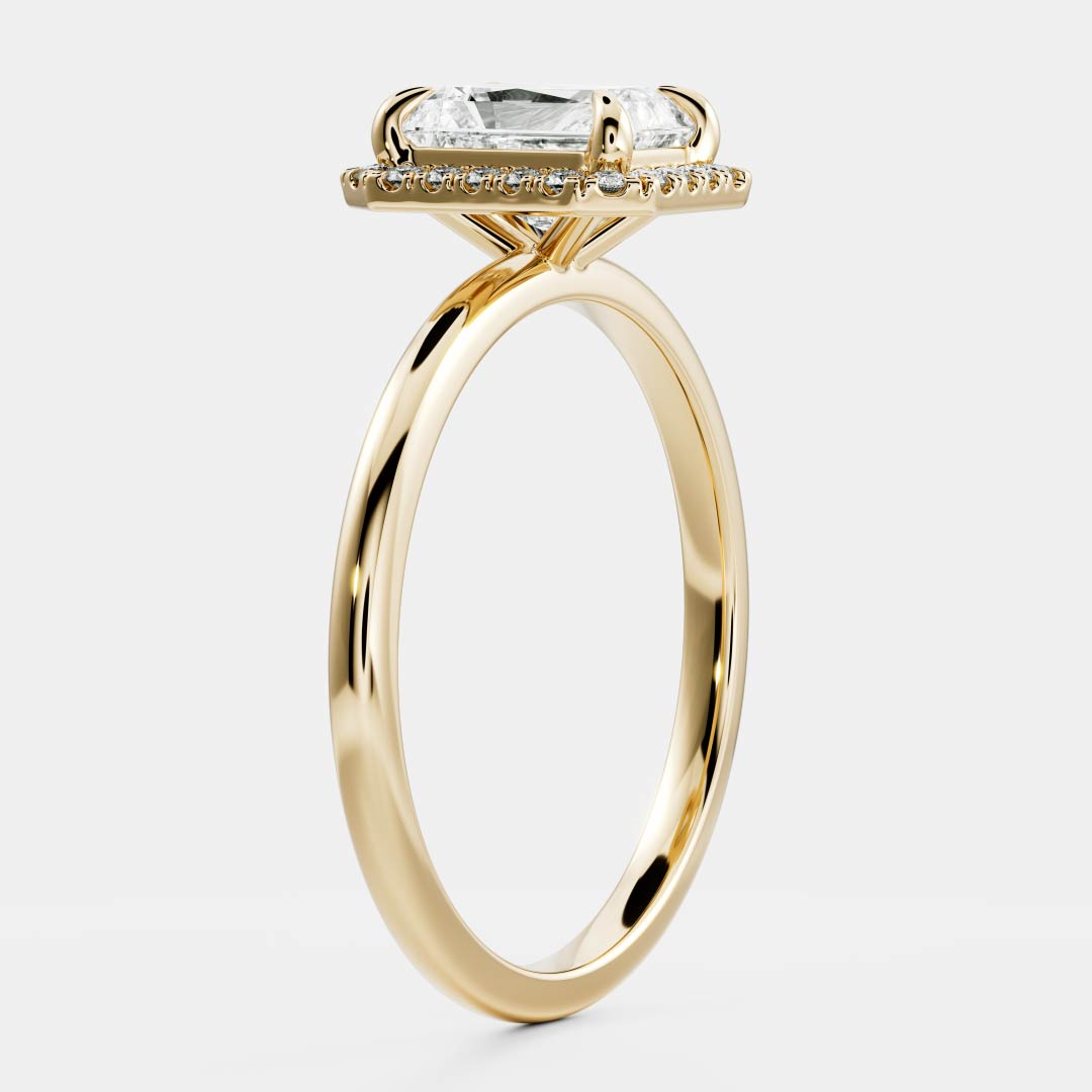 Halo- 2.7 CT Radiant Moissanite Engagement RingHalo- 2.7 CT Radiant Moissanite Engagement Ring - Front view