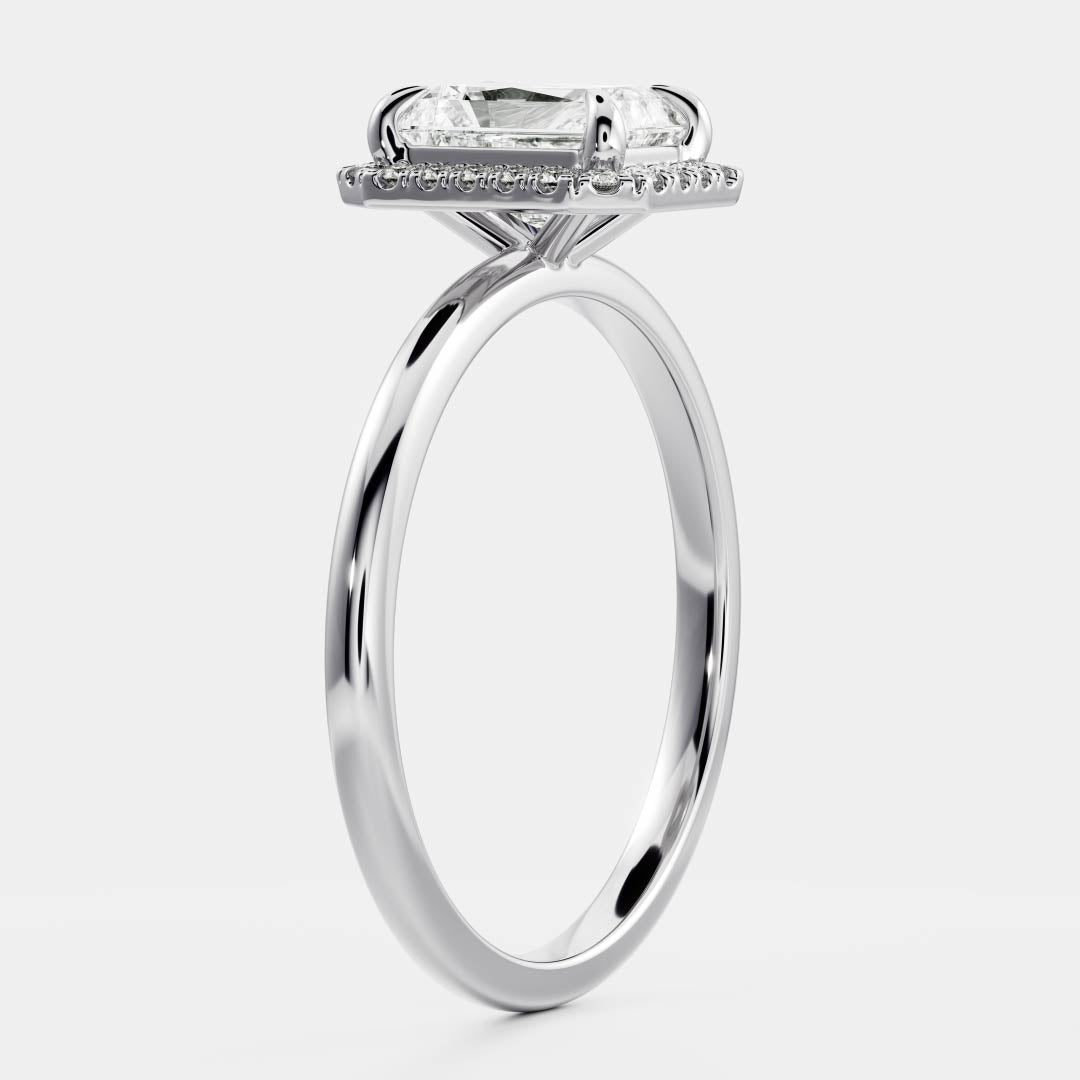 Halo- 2.7 CT Radiant Moissanite Engagement RingHalo- 2.7 CT Radiant Moissanite Engagement Ring - Back view