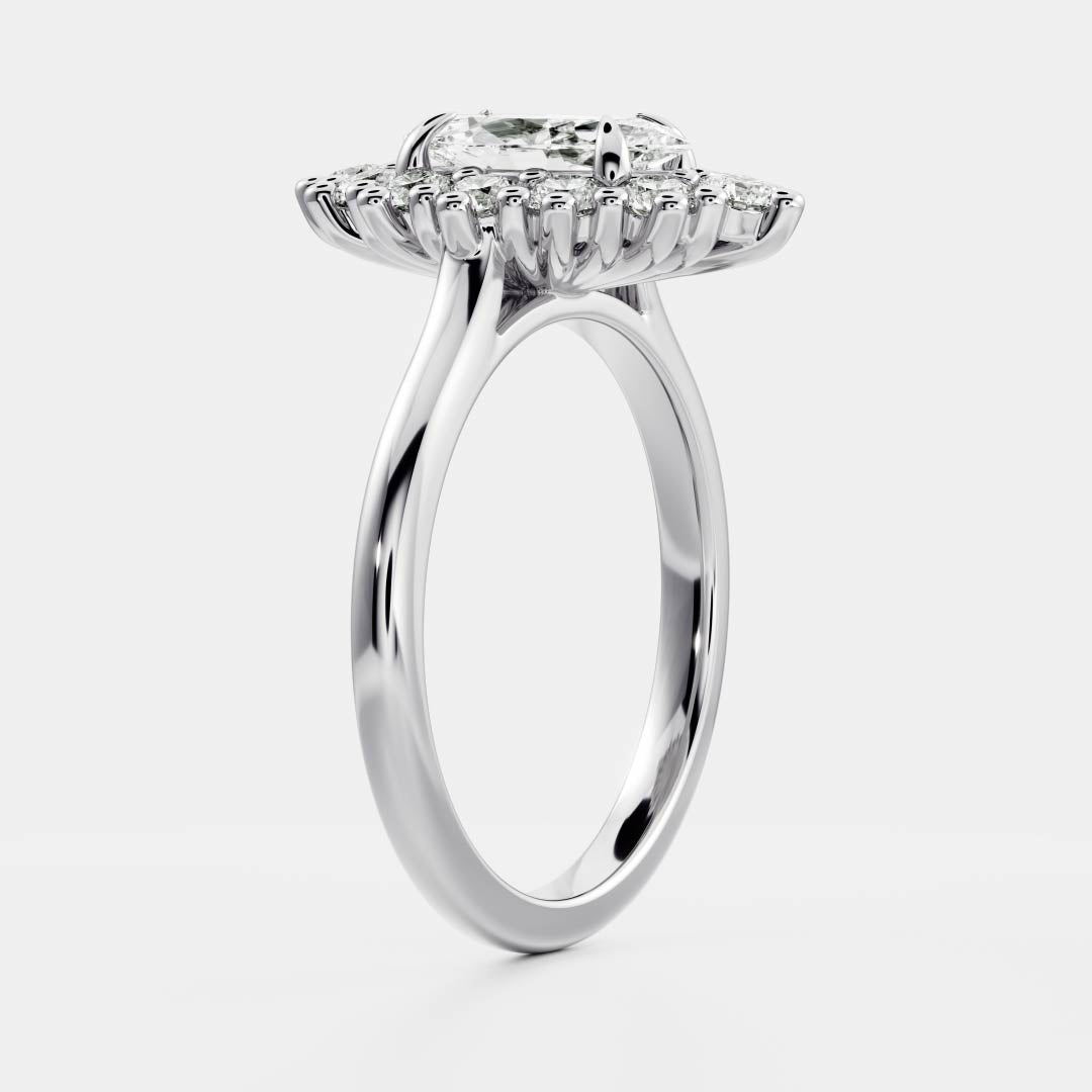 Halo & Cathedral- 1.0 CT Marquise Moissanite Engagement RingHalo & Cathedral- 1.0 CT Marquise Moissanite Engagement Ring - Back view