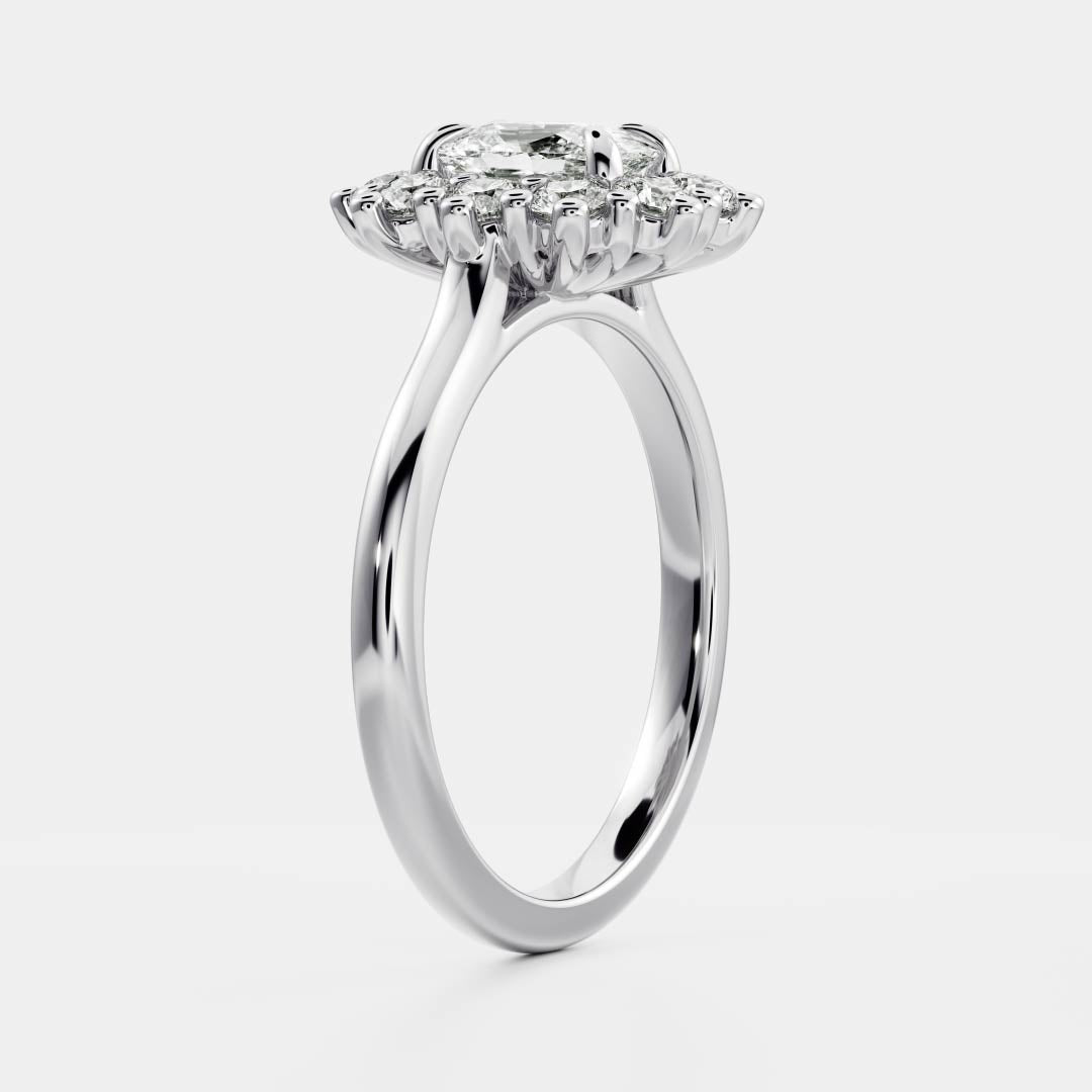 Halo Cathedral- 1.2 CT Elongated Cushion Moissanite Engagement RingHalo Cathedral- 1.2 CT Elongated Cushion Moissanite Engagement Ring - Detail view