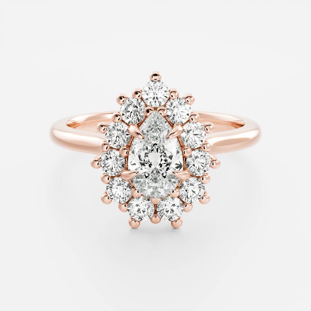 Halo & Cathedral- 1.3 CT Pear Moissanite Engagement RingHalo & Cathedral- 1.3 CT Pear Moissanite Engagement Ring - On model