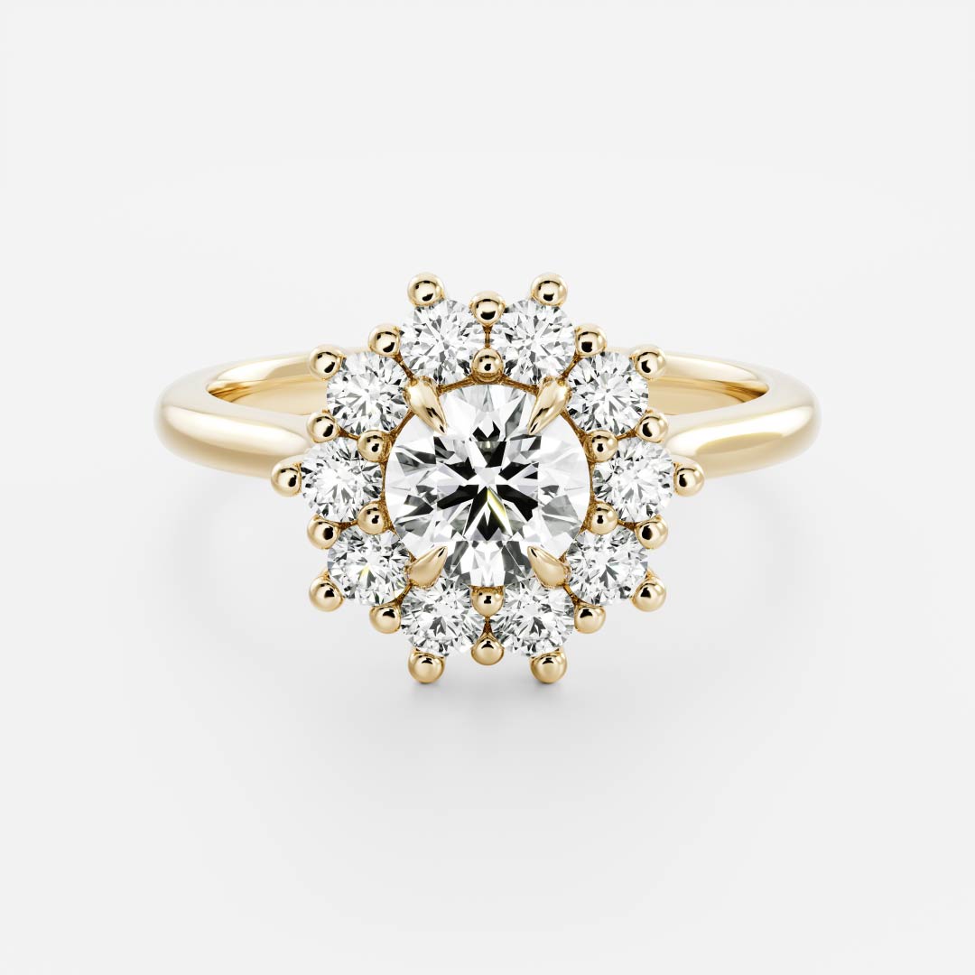 Halo & Cathedral- 1.8 CT Round Moissanite Engagement RingHalo & Cathedral- 1.8 CT Round Moissanite Engagement Ring - Front view
