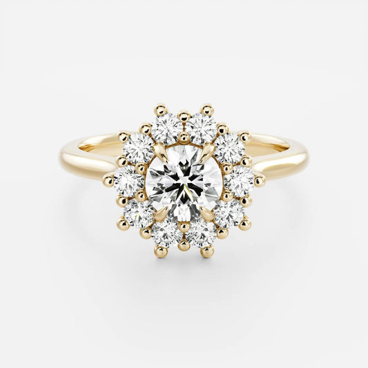 Halo & Cathedral- 1.8 CT Round Moissanite Engagement RingHalo & Cathedral- 1.8 CT Round Moissanite Engagement Ring - Front view
