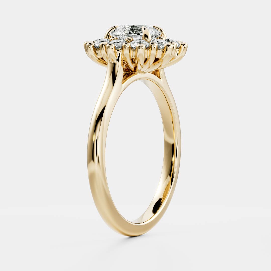 Halo & Cathedral- 1.8 CT Round Moissanite Engagement RingHalo & Cathedral- 1.8 CT Round Moissanite Engagement Ring - Front view