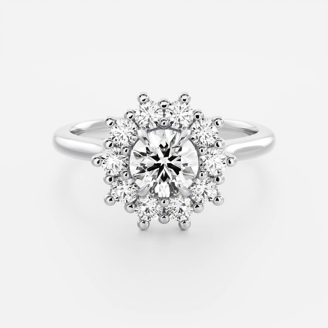 Halo & Cathedral- 1.8 CT Round Moissanite Engagement RingHalo & Cathedral- 1.8 CT Round Moissanite Engagement Ring - Back view