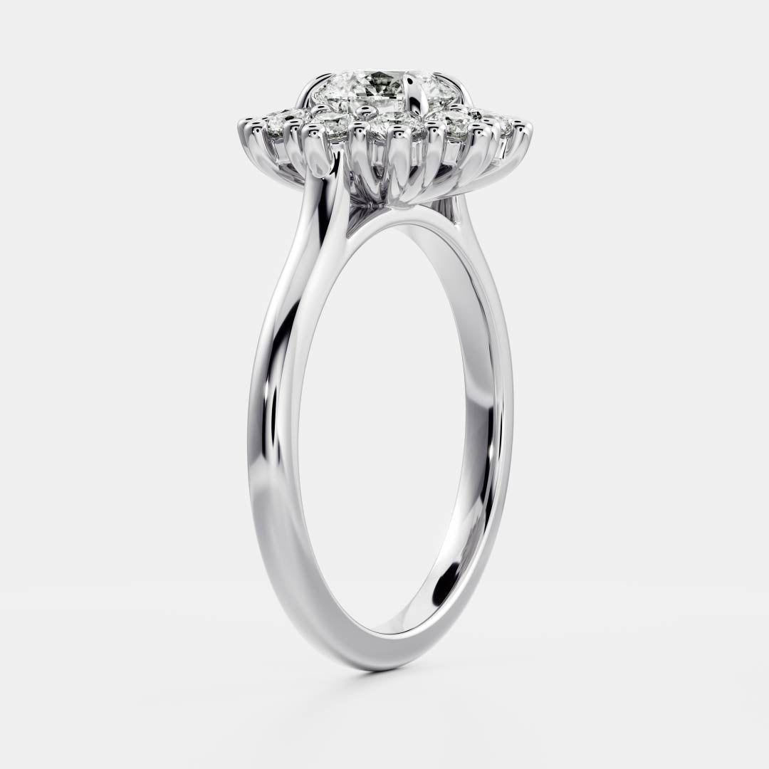 Halo & Cathedral- 1.8 CT Round Moissanite Engagement RingHalo & Cathedral- 1.8 CT Round Moissanite Engagement Ring - Detail view