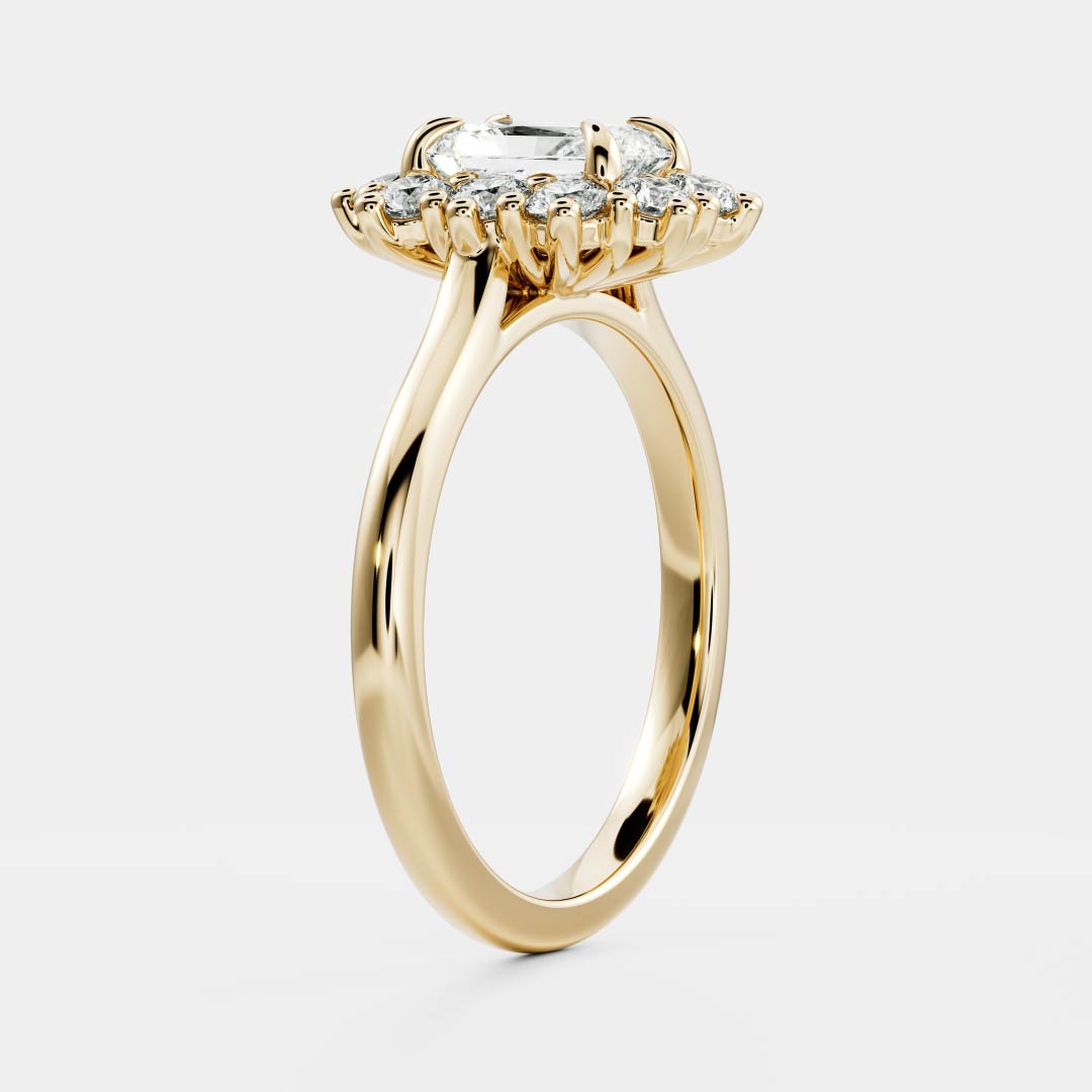 Halo Cathedral- 2.1 CT Radiant Moissanite Engagement RingHalo Cathedral- 2.1 CT Radiant Moissanite Engagement Ring - Front view