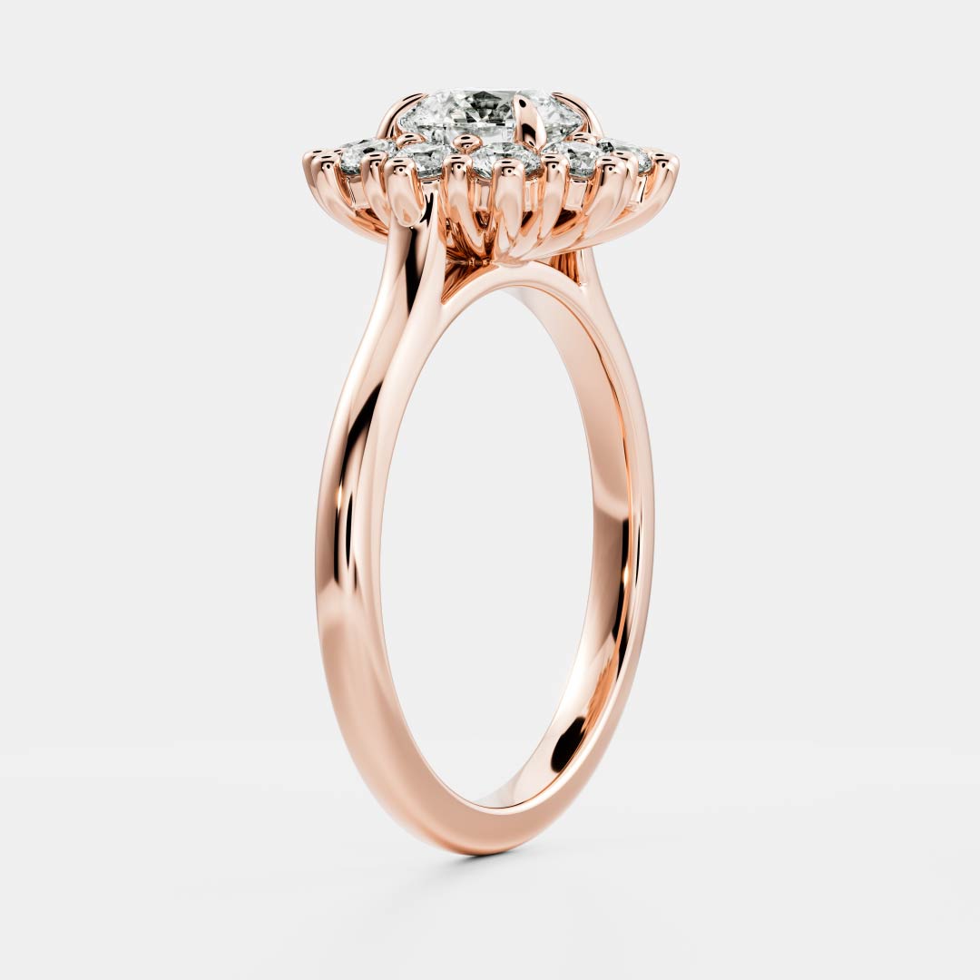 Halo & Cathedral-Round Lab Grown Diamond Engagement Ring - Front view