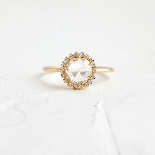 Halo-Rose Cut Lab Grown Diamond Engagement Ring - Front view